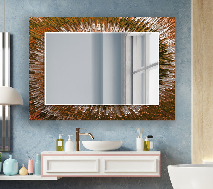 Orange & Brown Abstract Wall Mirror Small Wall Mirror
