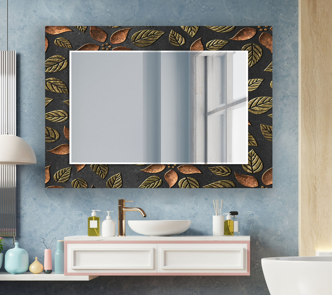 Copper Flowers Abstract Wall Mirror mirror with frame
