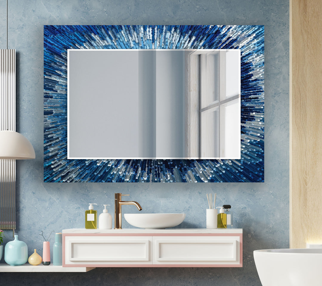 Blue Splash Round Wall Mirror Round Mirror
