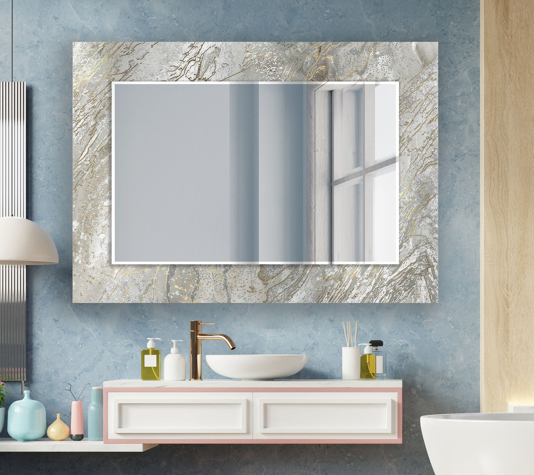 Silver Abstract Wall Mirror Mosaic Wall Mirror
