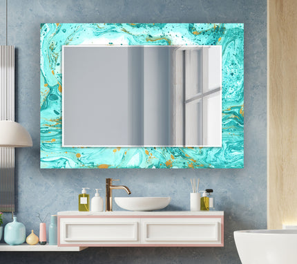 Abstract Tempered Glass Wall Mirror