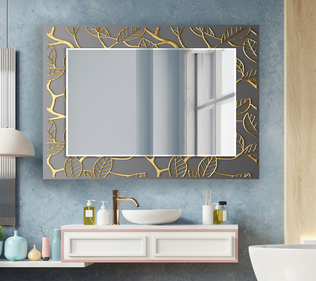 Grey & Golden Tree Wall Mirror large wall mirror
