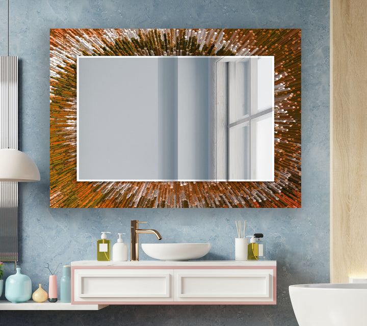 Brown Splash Wall Mirror Stained Glass Mirror
