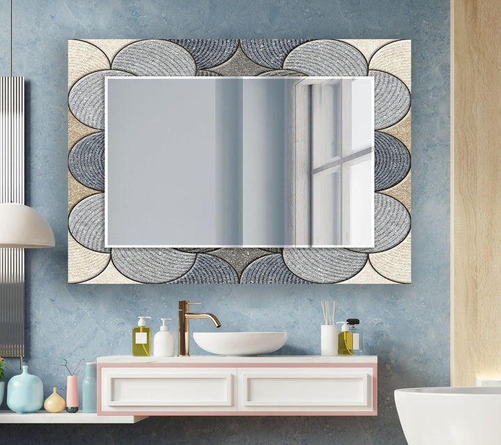 Beige & Gray Circles Design Wall Mirror Green Wall Mirror
