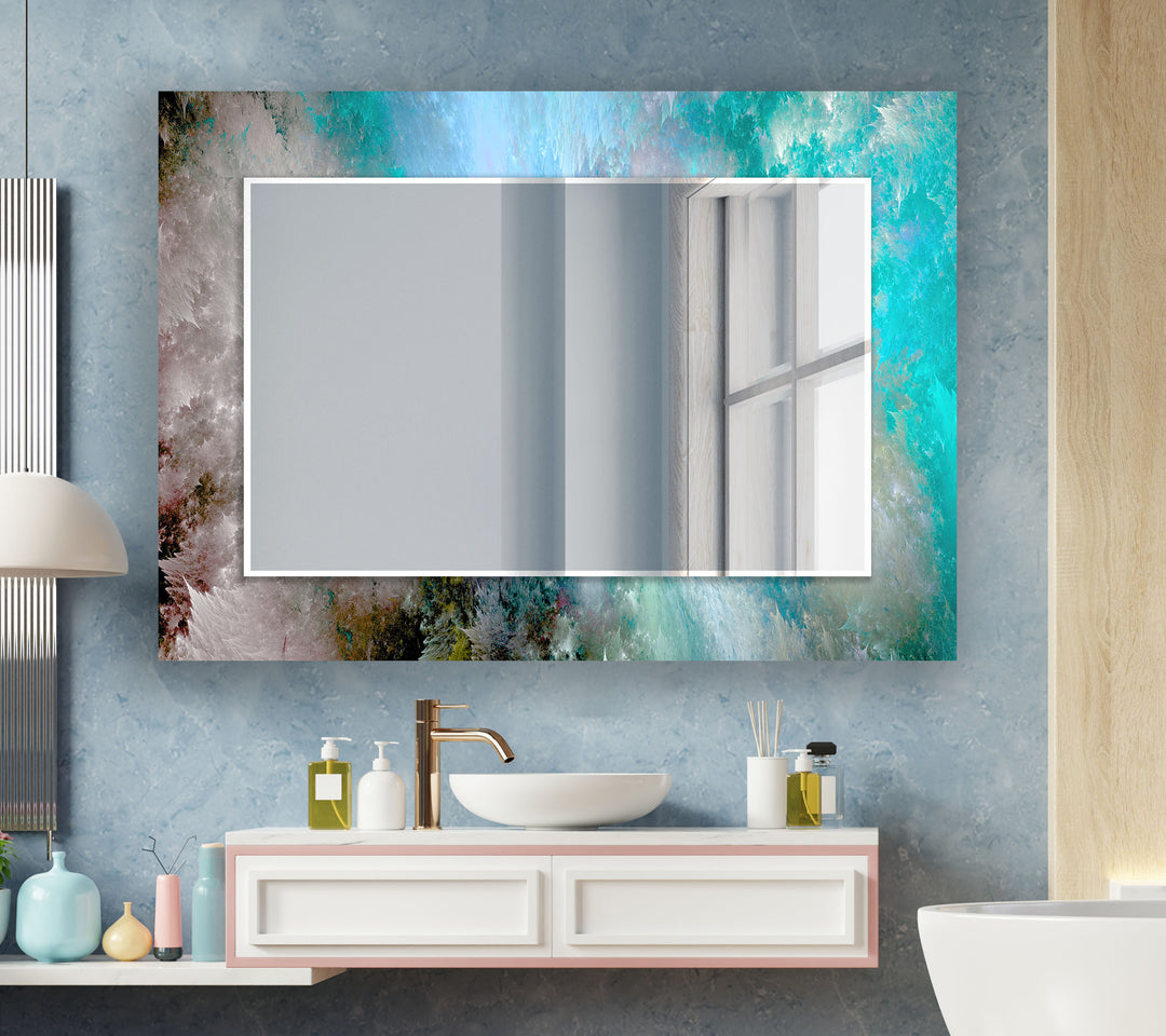 Blue & Gray Clouds Abstract Wall Mirror Square Wall Mirror
