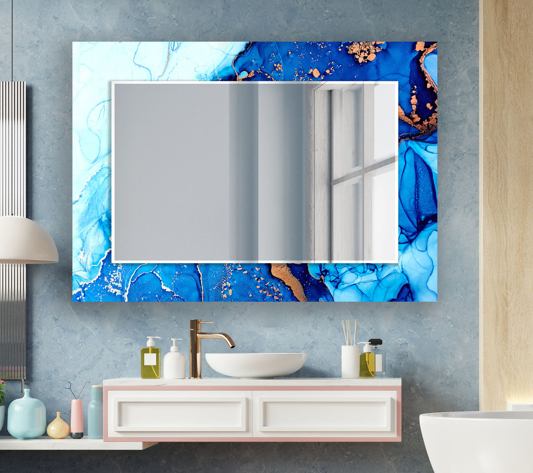 White and Blue Wall Mirrors white mirror
