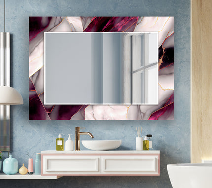 Abstract Tempered Glass Wall Mirror