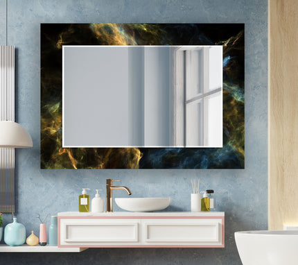 Abstract Tempered Glass Wall Mirror