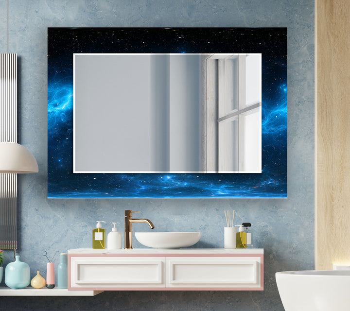 Black and Blue Abstract Wall Mirror Framed Mirror
