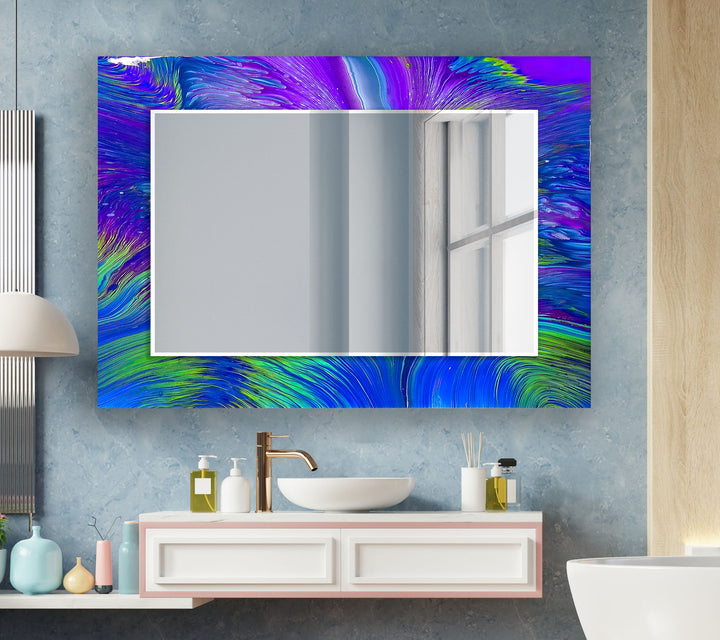 Abstract Purple and Green Wall Mirrors Green Wall Mirror
