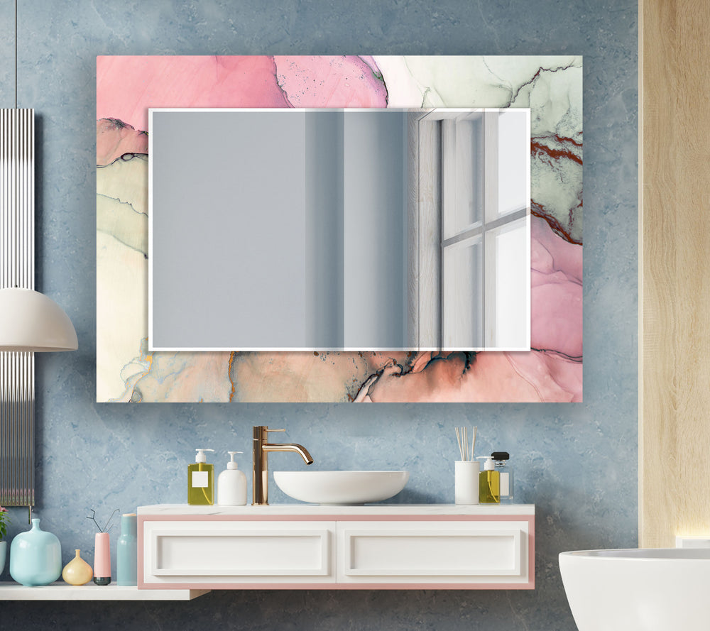 Pink Abstract Wall Mirror Dining Room Mirror
