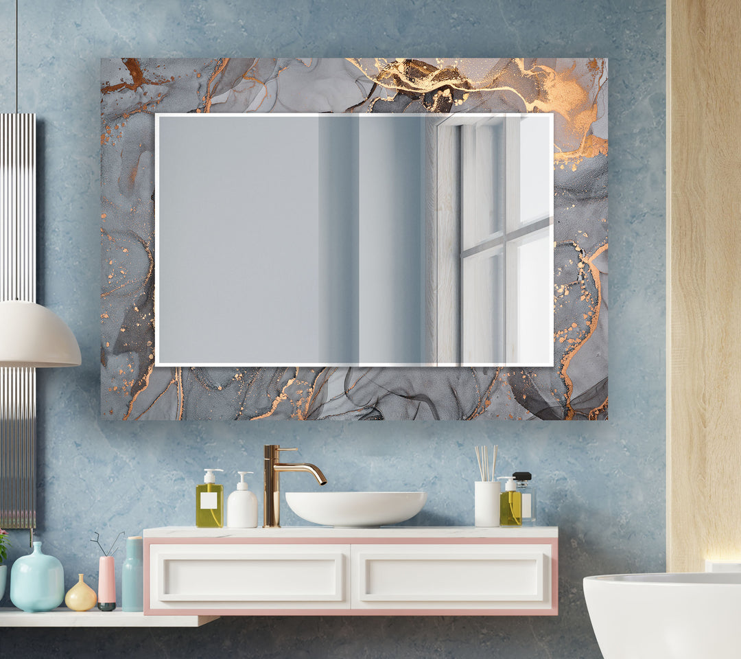 Gray Golden Wall Mirror white mirror
