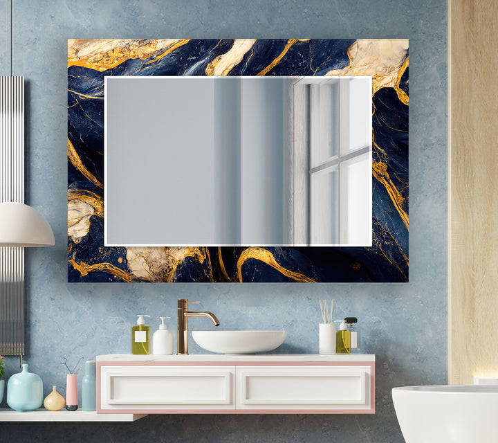 Navy Blue Golden Design Wall Mirrors Black Wall Mirror
