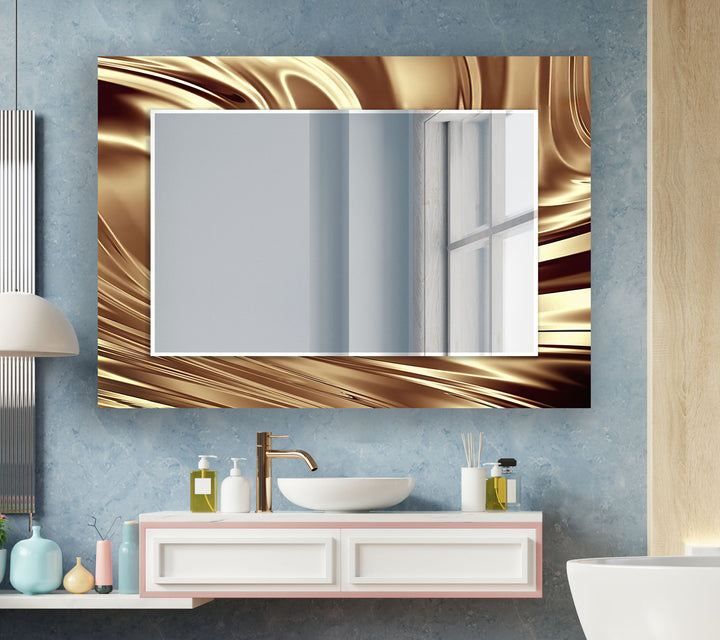 Abstract Shiny Brown Wall Mirror Living Room Mirror
