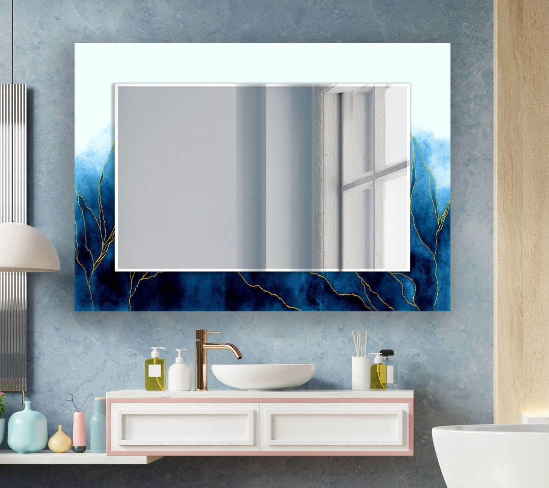 Blue White Wall Mirrors Dining Room Mirror
