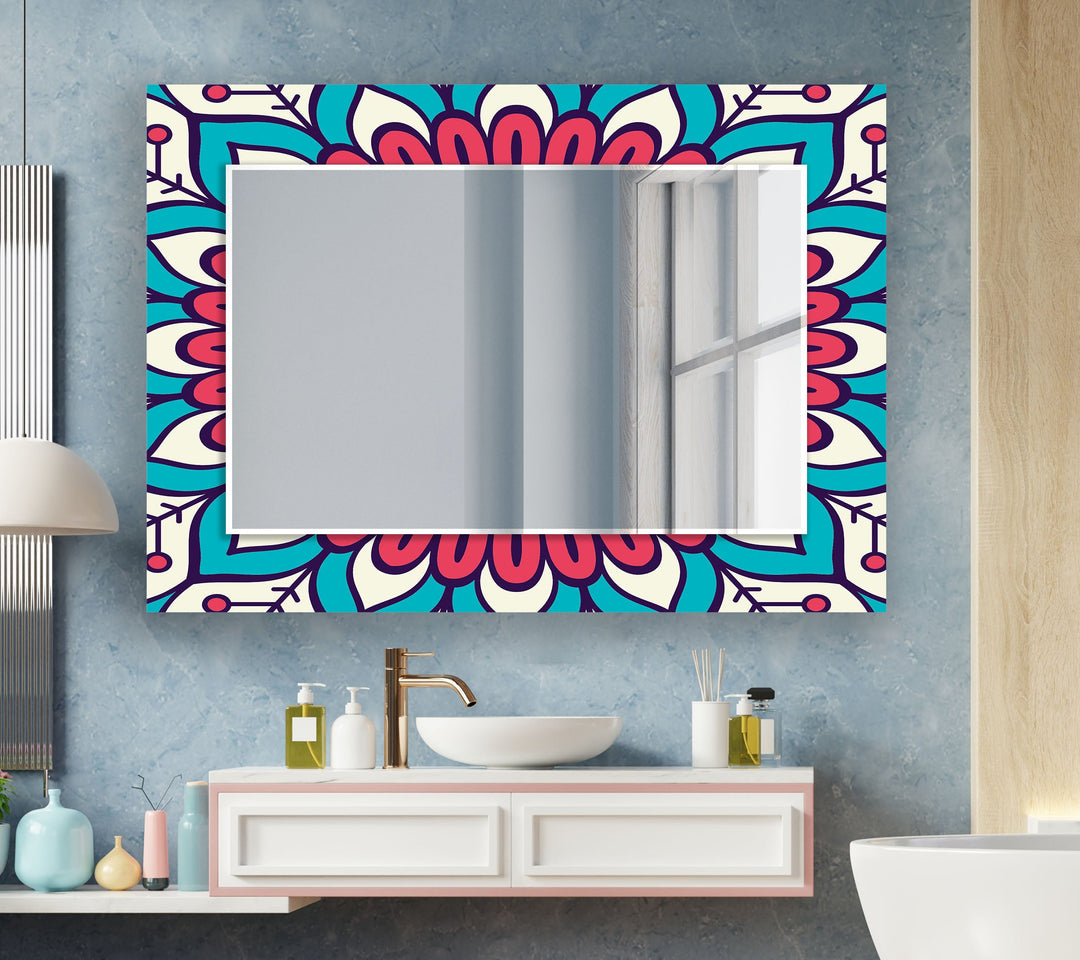 Pink & Blue Mandala Wall Mirror Huge Mirror
