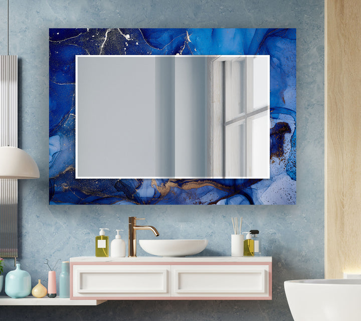 Dark Blue Abstract Wall Mirrors Small Wall Mirror
