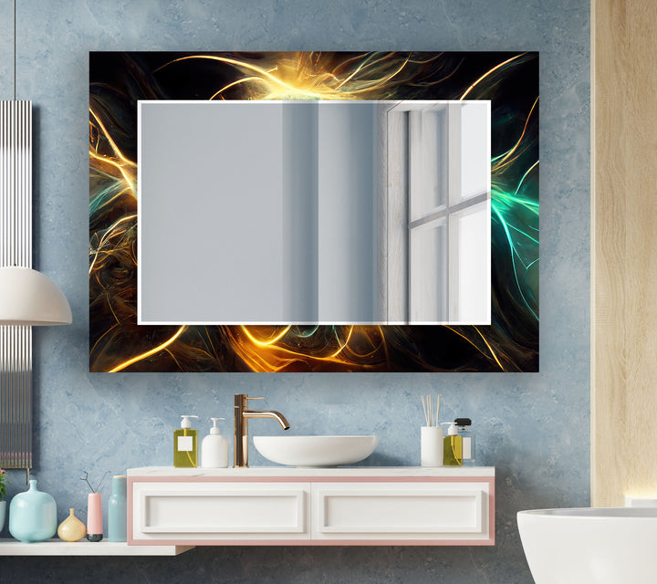 Abstract Electric Lines Wall Mirror Rectangle Wall Mirror