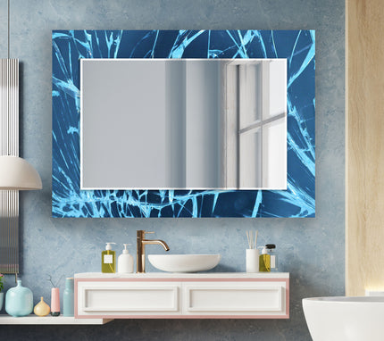 Abstract Tempered Glass Wall Mirror