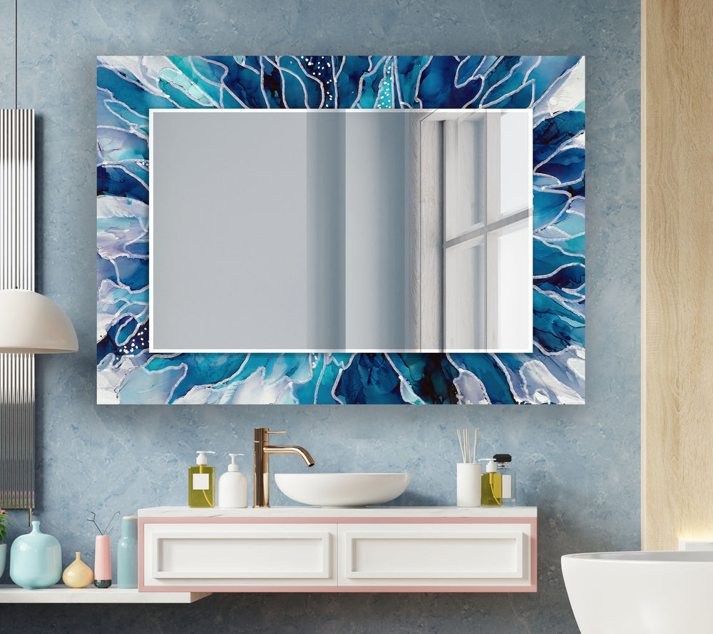 White & Blue Wall Mirror Blue Wall Mirror
