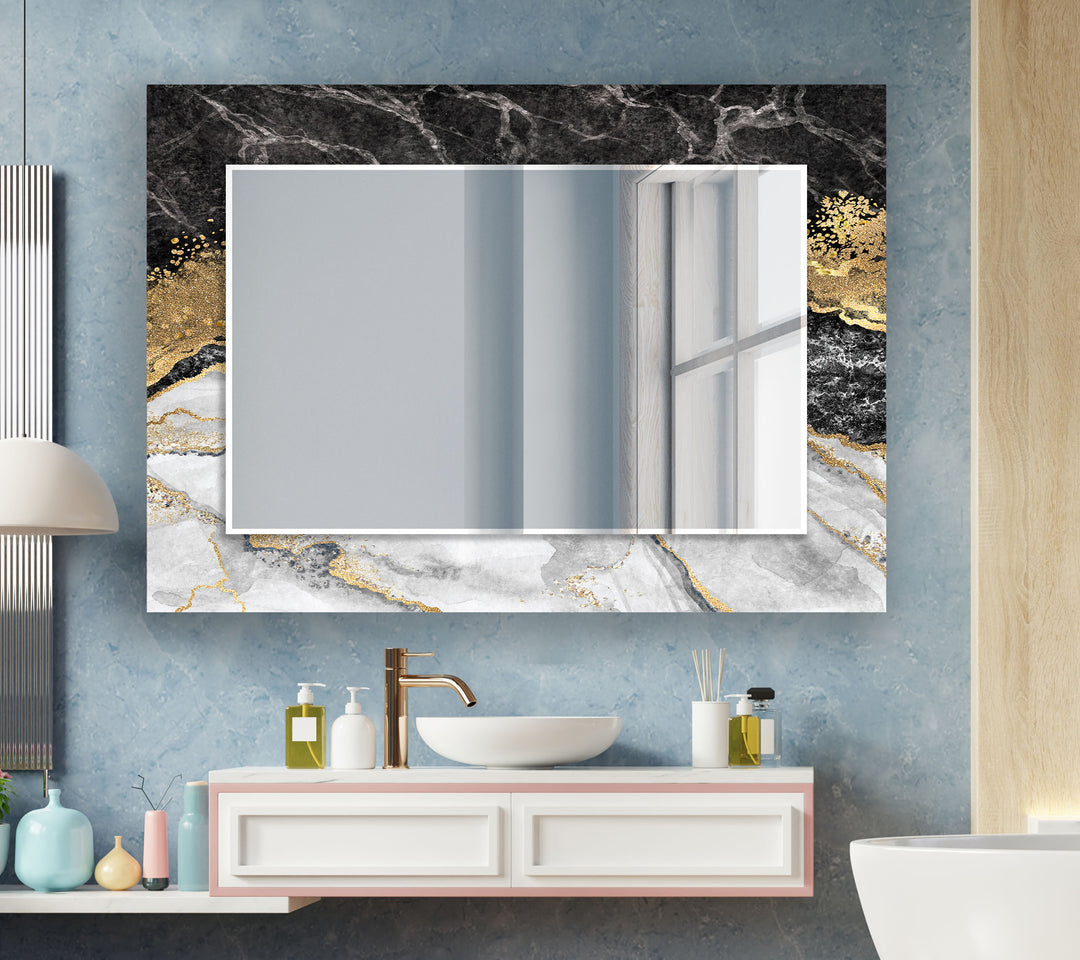 Black Marble with Golden Wall Mirror