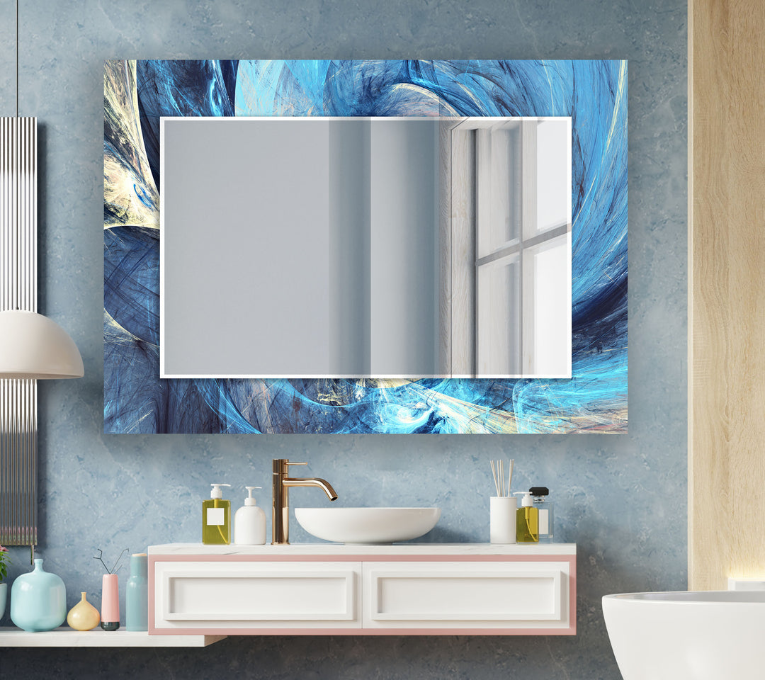 Blue & Silver Wall Mirrors Square Mirror
