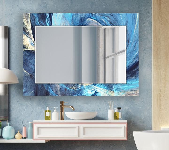 Blue & Silver Wall Mirrors Square Mirror
