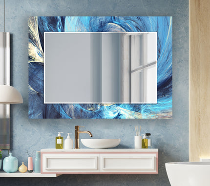 Abstract Tempered Glass Wall Mirror