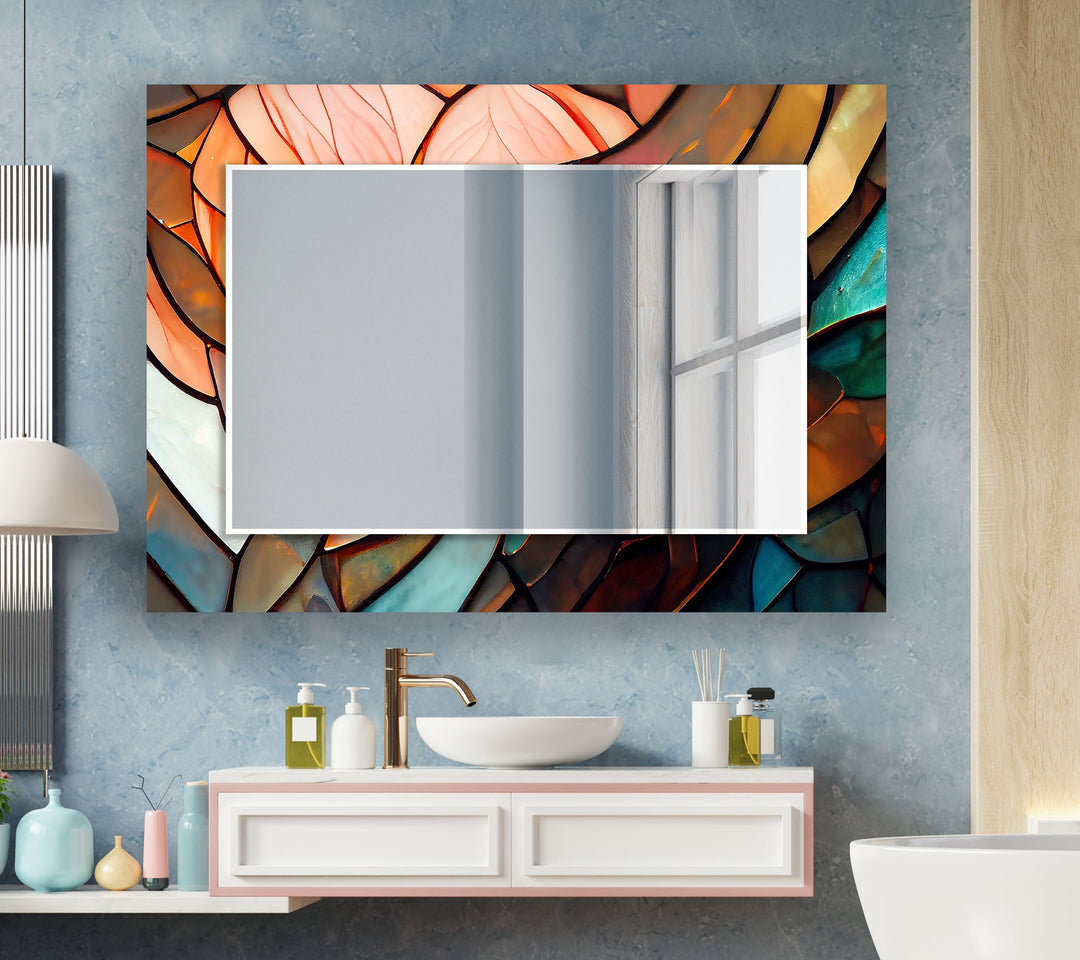 Pastel Colors Stained Wall Mirror Round Wall Mirror
