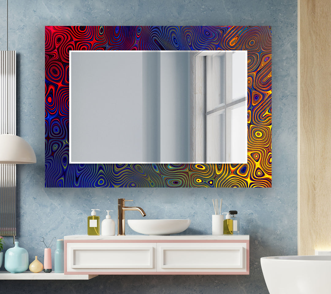 Red Yellow and Blue Wall Mirror Marble Wall Mirror
