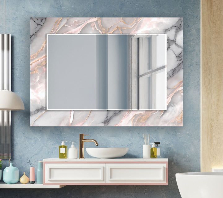 Gray Marble Design Wall Mirrors backlit mirror
