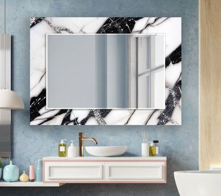 Abstract Tempered Glass Wall Mirror