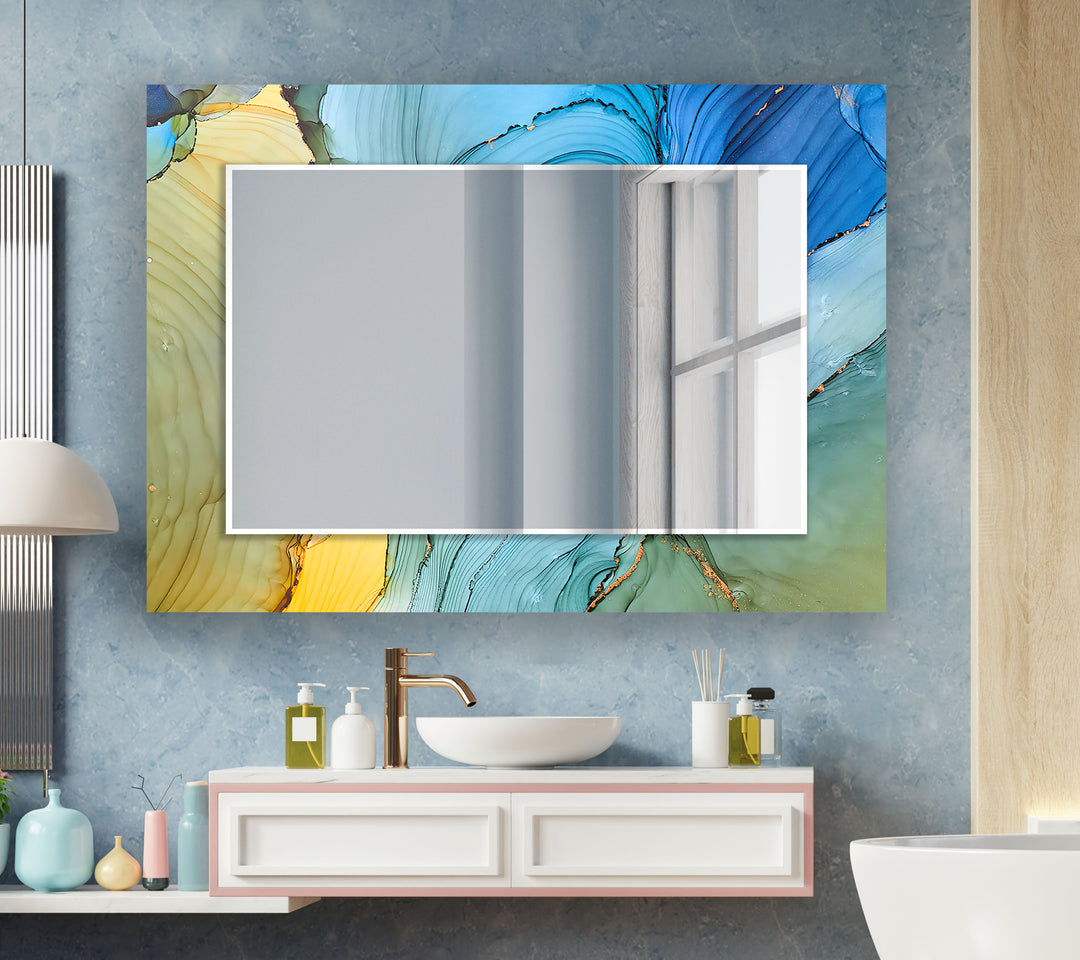 Blue Abstract Wall Mirror full length mirrors
