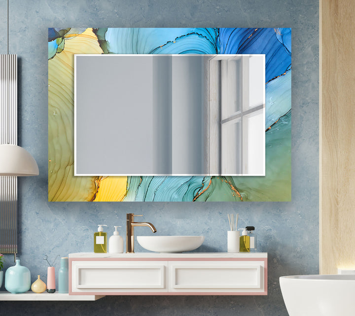 Blue Abstract Wall Mirror full length mirrors
