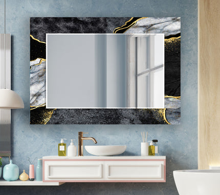 Abstract Tempered Glass Wall Mirror