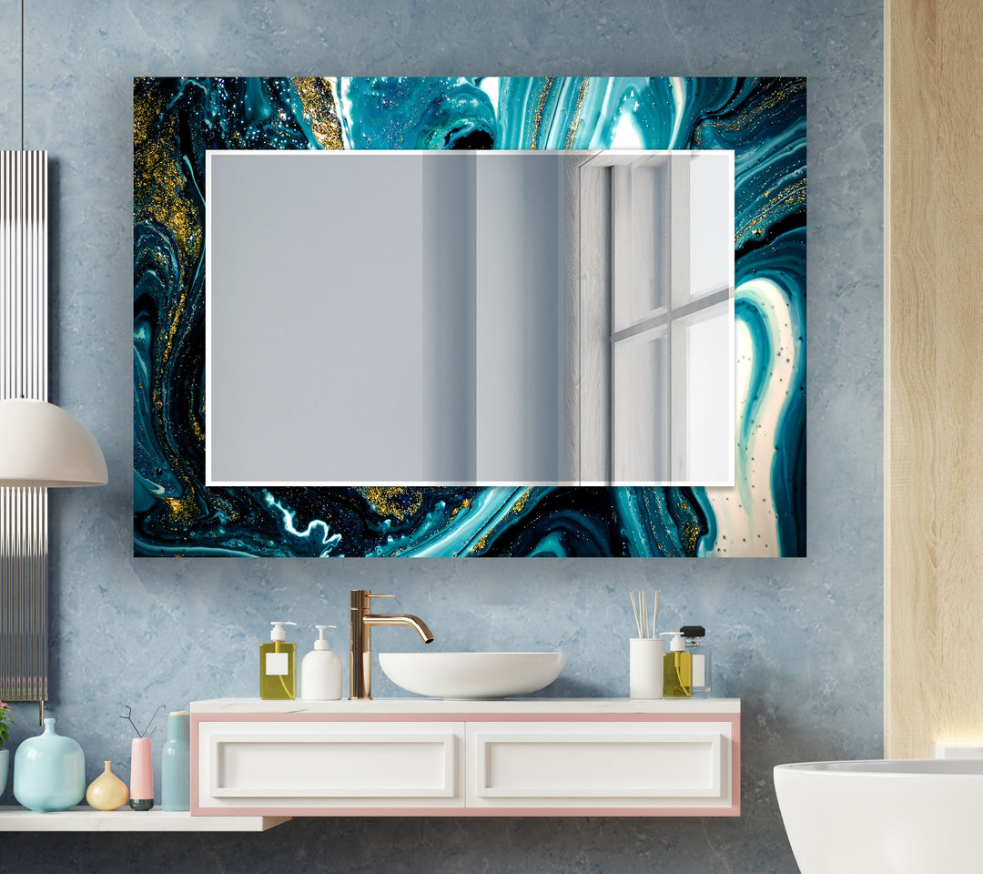 Blue and Gold Marble Wall Mirrors Black Wall Mirror
