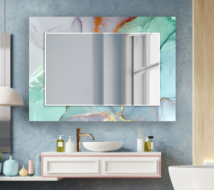 Abstract Tempered Glass Wall Mirror