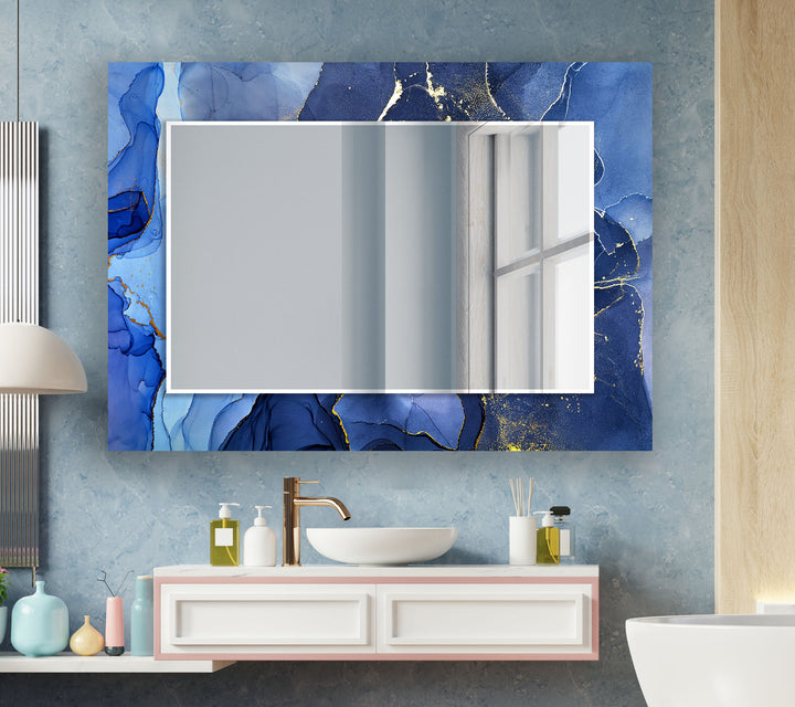 Blue & White Wall Mirror gold wall mirror
