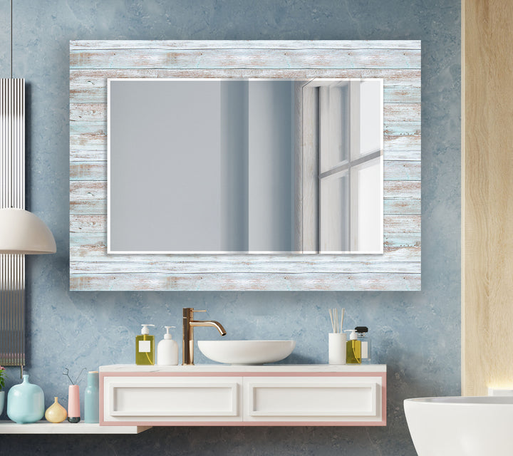 White Wood Design Wall Mirror Small Mirror
