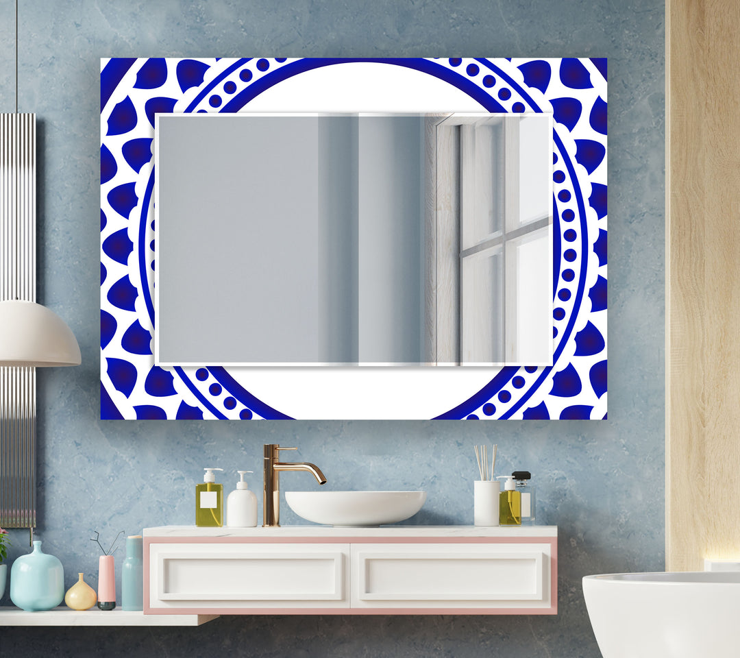 Dark Blue Abstract Wall Mirror Huge Wall Mirror
