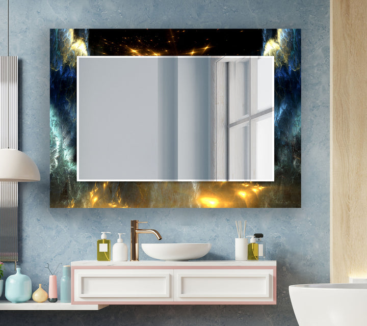 Orange and Black Space Wall Mirror Small Wall Mirror
