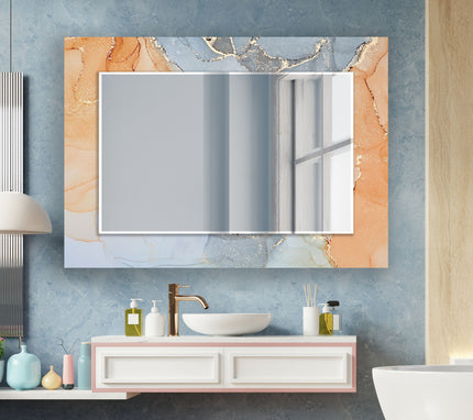 Abstract Tempered Glass Wall Mirror