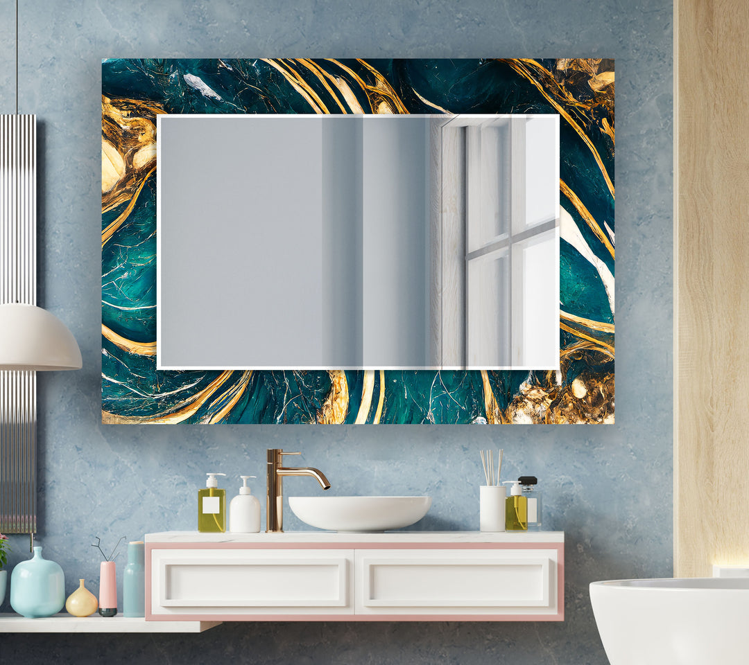 Dark Green & Gold Wall Mirror gold floor mirror
