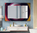 Abstract Round Tempered Glass Wall Mirror