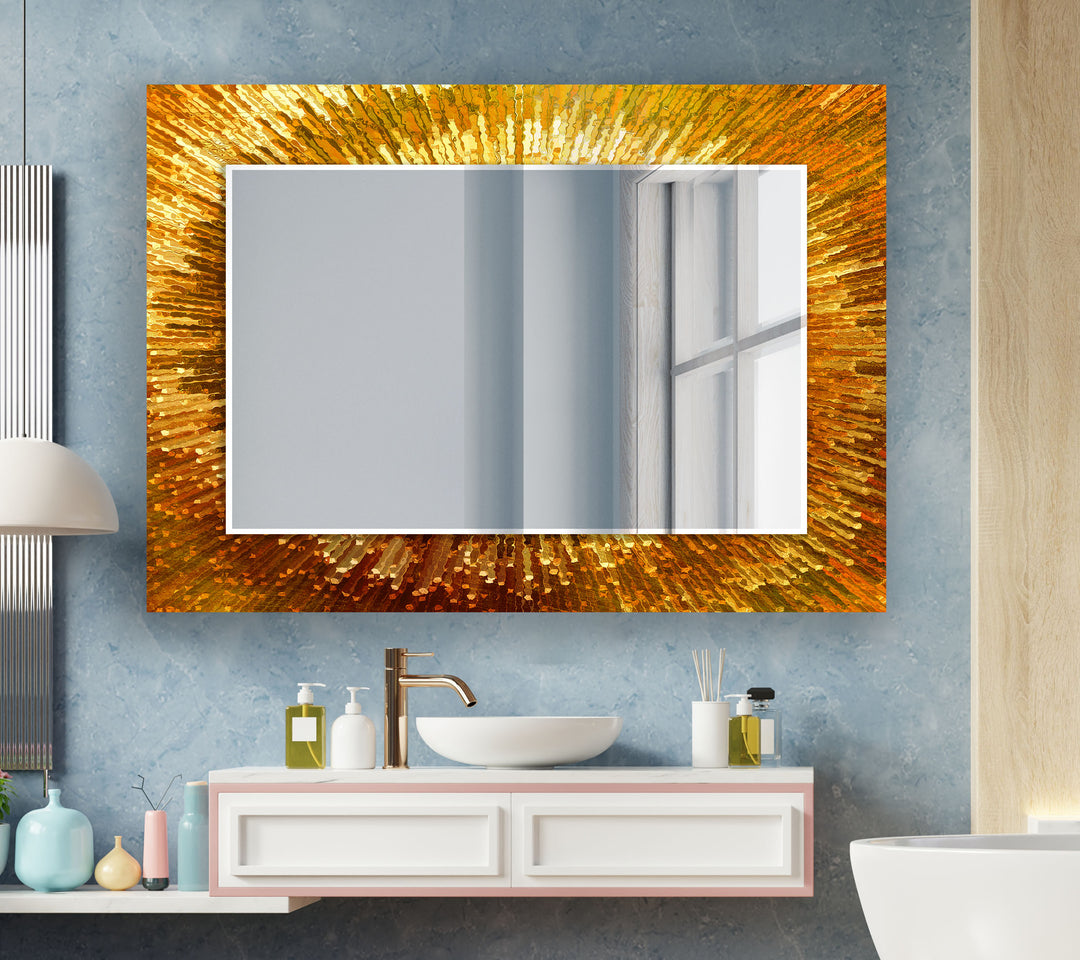 Bright Gold Abstract Wall Mirror Red Wall Mirror
