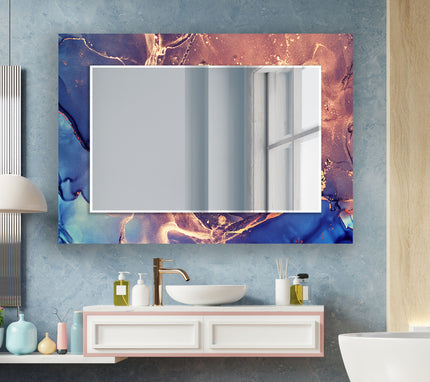 Abstract Tempered Glass Wall Mirror