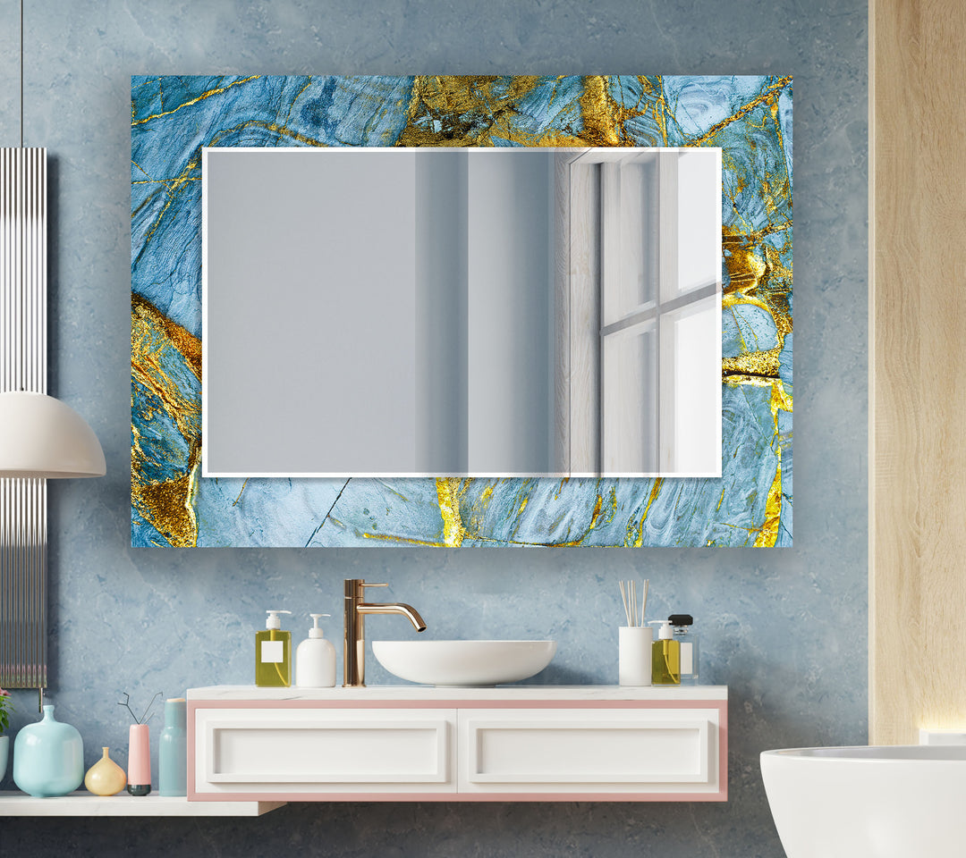 Light Blue & Golden Wall Mirror wall mirror
