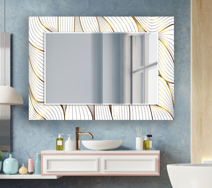 Golden White Wall Mirror Marble Wall Mirror
