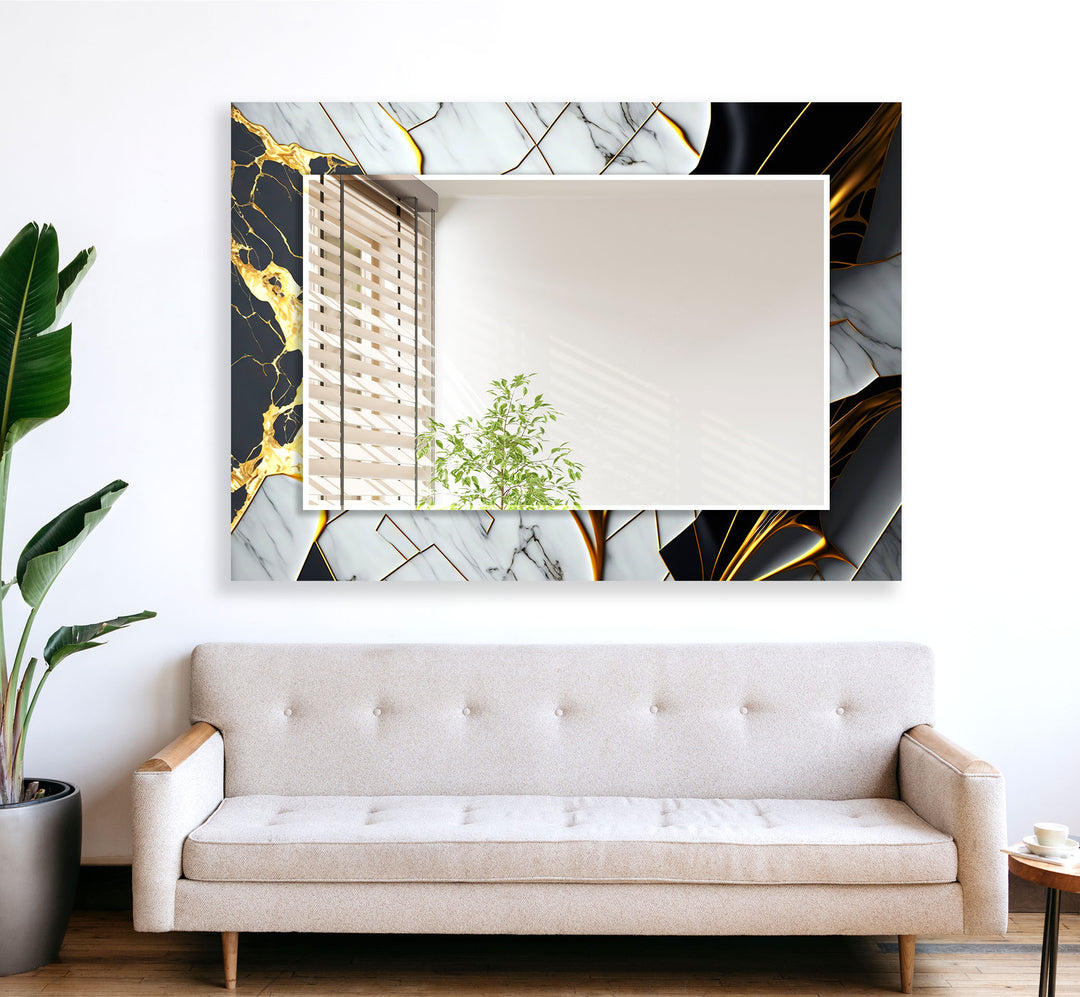 White & Black Gold Wall Mirror gold frame mirror
