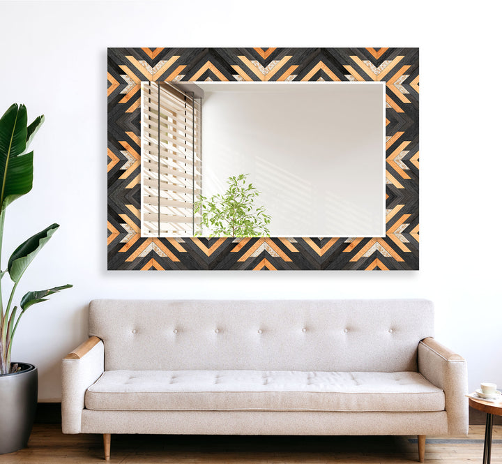 Wood Design Black Orange Wall Mirror unique mirrors
